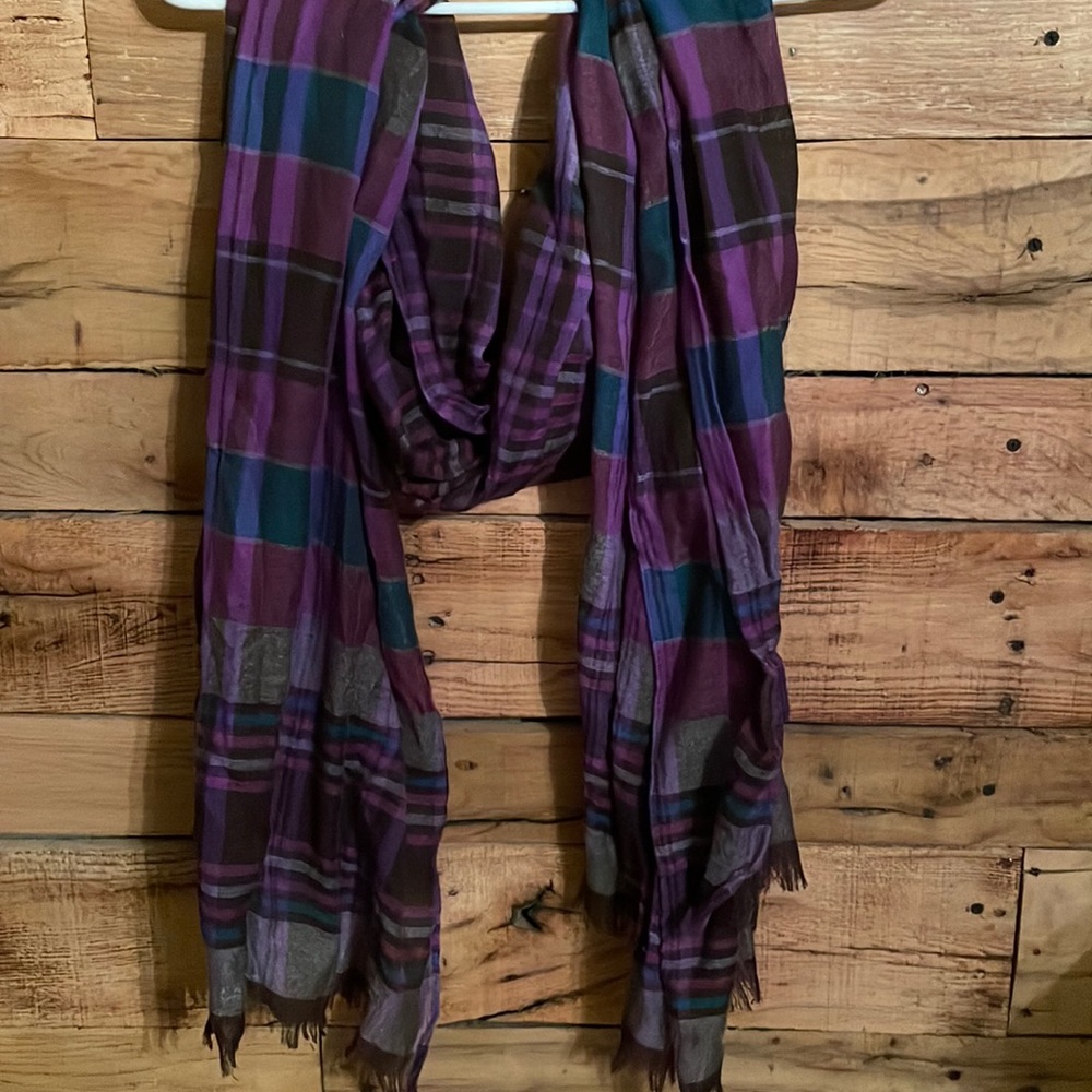 Purple plaid scarf